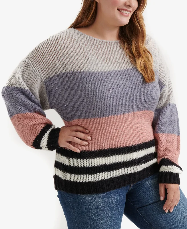 Lucky Brand Plus Size Striped Sweater Terry Blend Velvet Blend Canvas Blend
