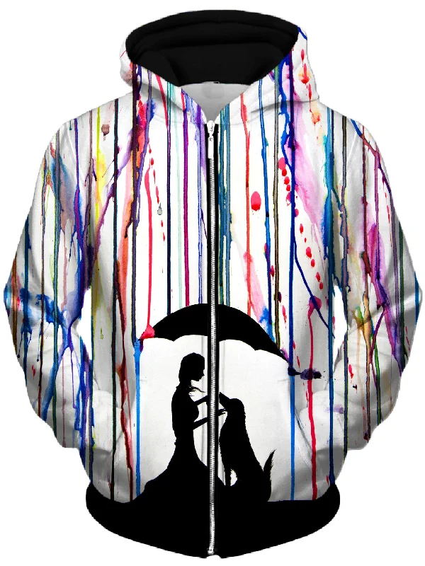 Sempre Unisex Zip-Up Hoodie Hoodie with Tie-Dye Psychedelic Retro