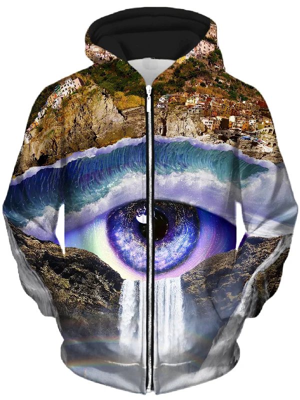 Iris Falls Unisex Zip-Up Hoodie Hoodie with Applique Textured Unique