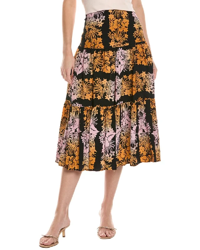 Sandro Midi Skirt floral skirt print