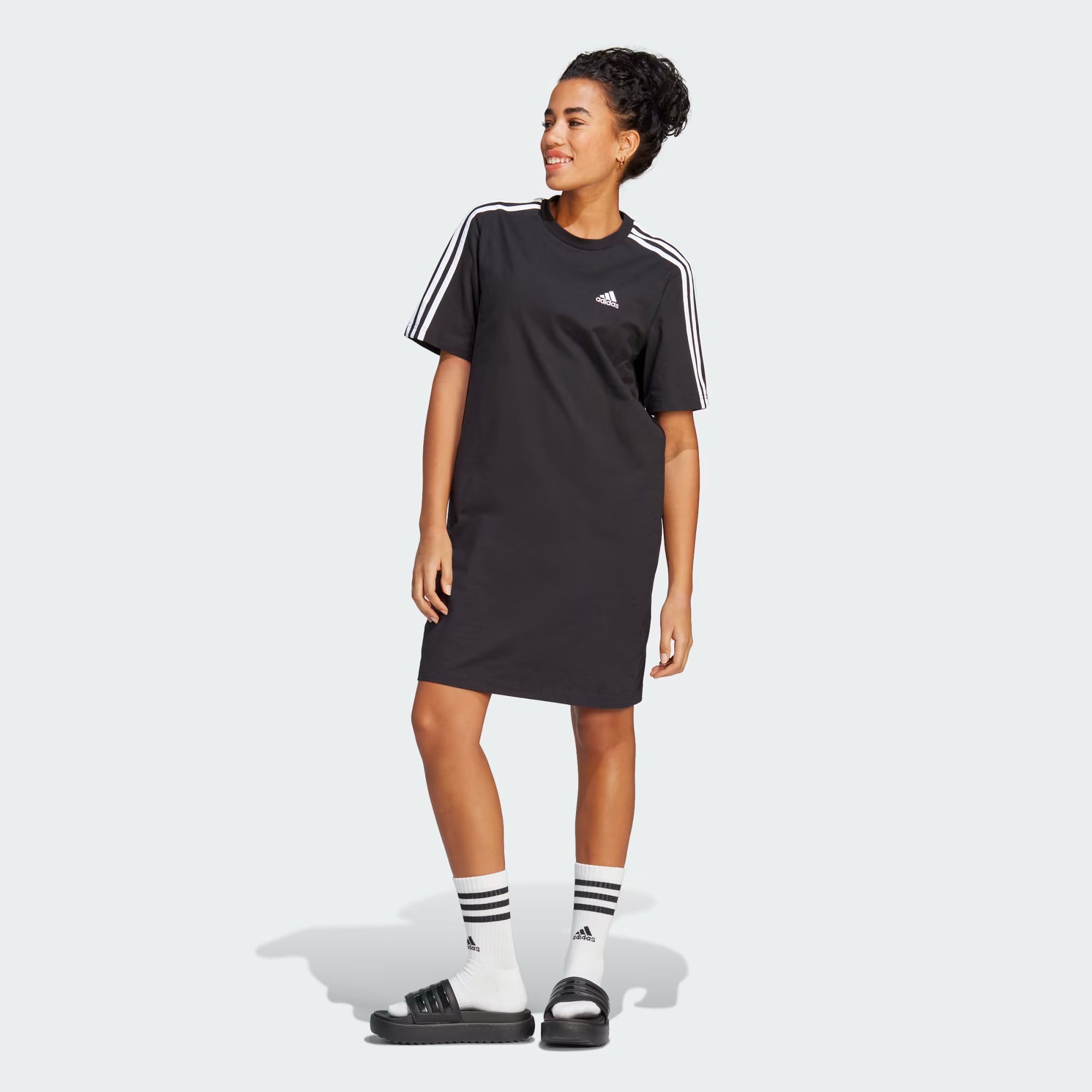 Adidas Essentials 3 Stripes Single Jersey Boyfriend Tee Dress - Women Tunics Modern contemporary