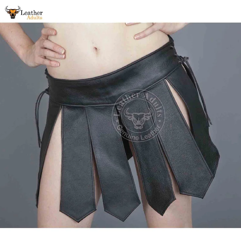 Womens Black Sexy Genuine Leather Mini Skirt Kilt Gladiator Skirt Kilt All Sizes chiffon skirt lightweight
