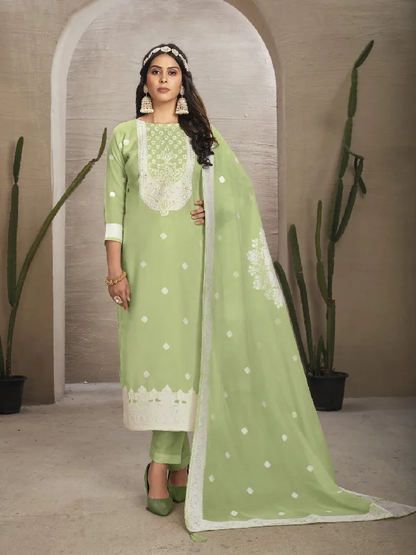 Pista Organza Pant Suit With Wevon Design Diamond Work Stylish Harem Pants
