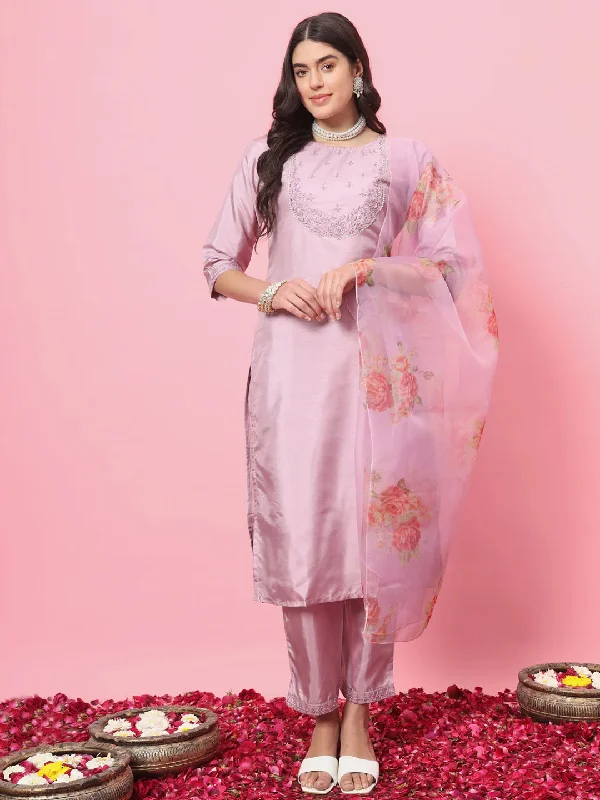 Lavender Premium Designer Party Wear Readymade Suit Pant Trendy Palazzo Pants