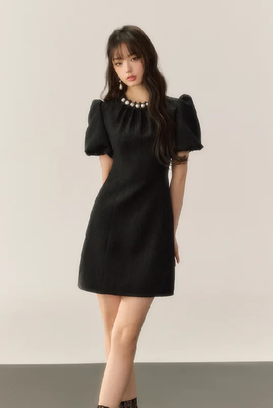 Puff Sleeve Pearl Collar Elegance Dress OSH0035 Tunics New arrival