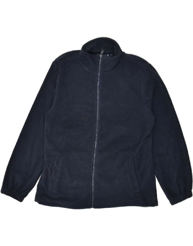 MOUNTAIN WAREHOUSE Womens Fleece Jacket UK 16 Large Navy Blue Polyester Zip Front Button Front Snap Front