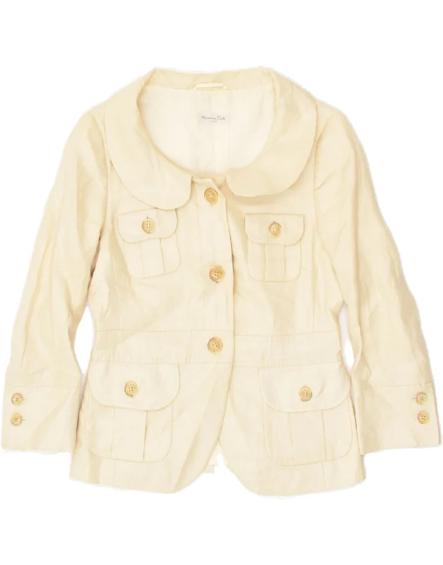MASSIMO DUTTI Womens 3/4 Sleeve 3 Button Blazer Jacket IT 40 Small Beige Cardigan Sweater Pullover