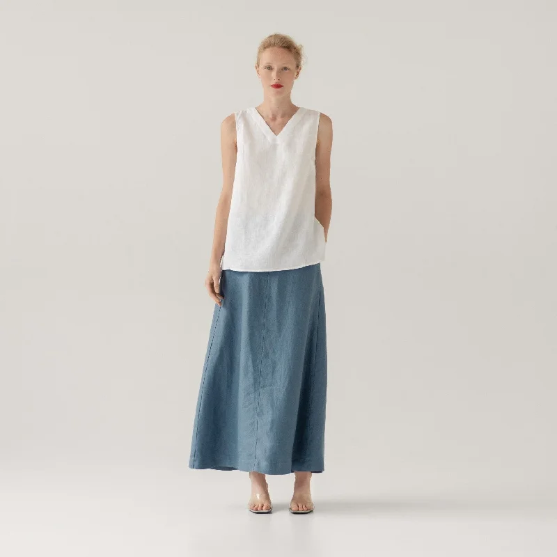 LIMITED EDITION Petrol Blue Linen Twill Gardenia Skirt lace skirt intricate