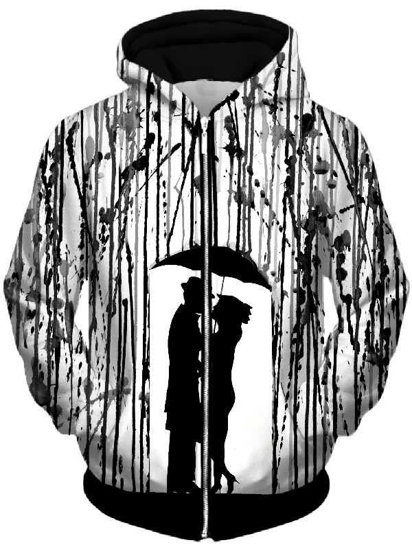 Film Noir Unisex Zip-Up Hoodie Hoodie with High Neck Warm Protective