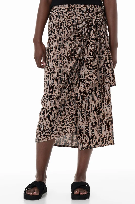 Sarong Skirt _ 153853 _ Taupe tiered skirt playful