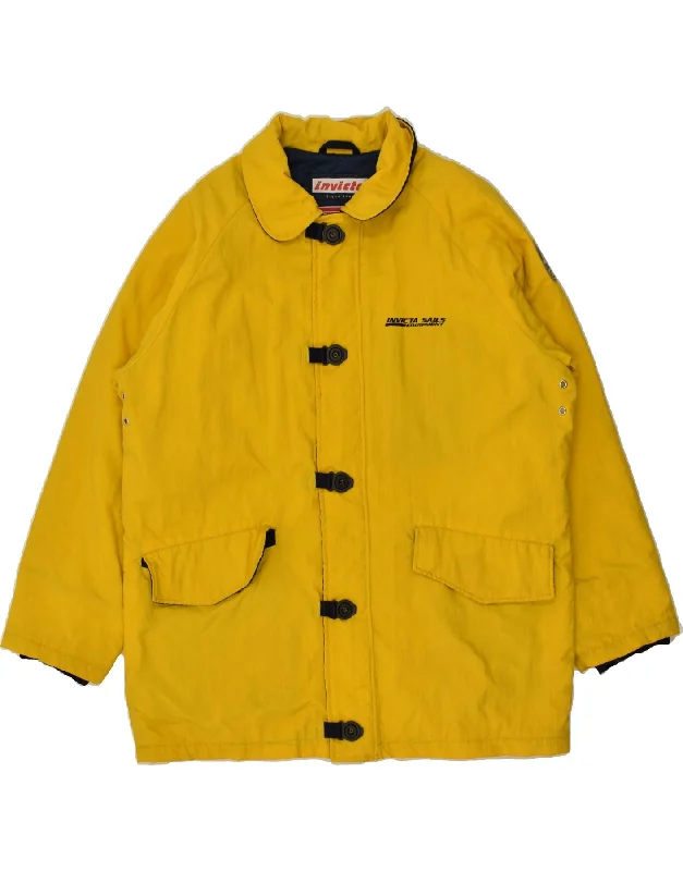 INVICTA Womens Duffle Jacket UK 22 3XL Yellow Polyamide Notch Collar Peter Pan Collar Cowl Neck