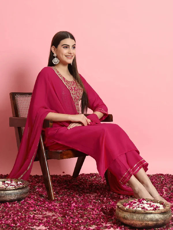 Pink Premium Designer Pant Suit With Embroidery Work Trendy Printed Pants