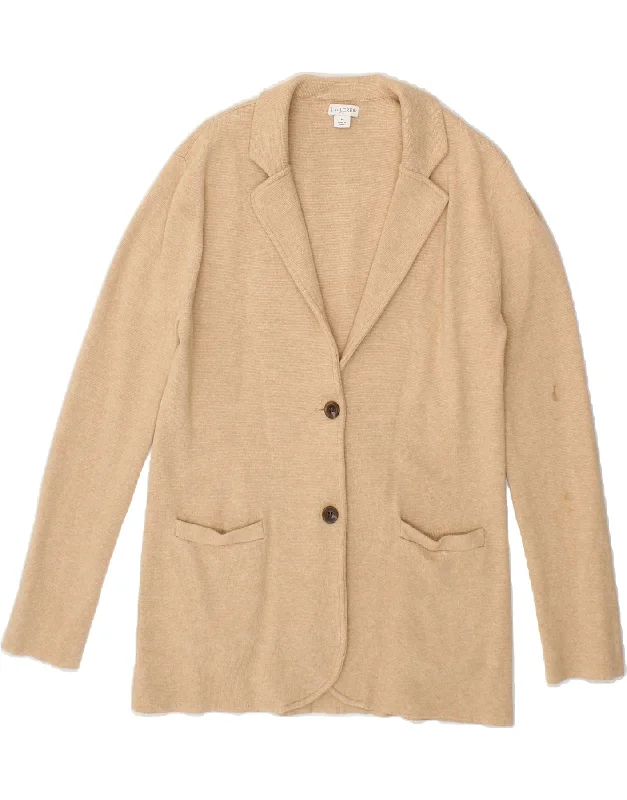 J. CREW Womens 2 Button Knit Blazer Jacket UK 14 Medium Beige Cotton Embroidered Jacket Appliqued Jacket Beaded Jacket