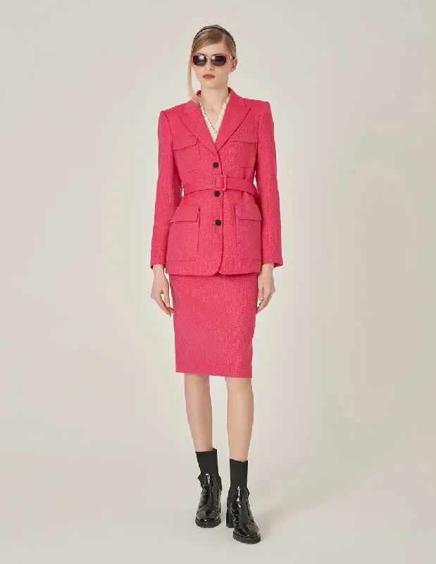MARYLING Rose Pink Herringbone Knee-Length Skirt wrap skirt elegant