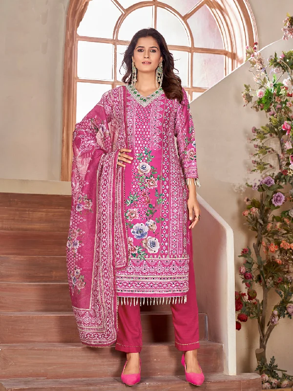 Multi Trendy Elementary Designer Readymade Pant Suit With Heavy Embroidery Work Casual Wide Pants