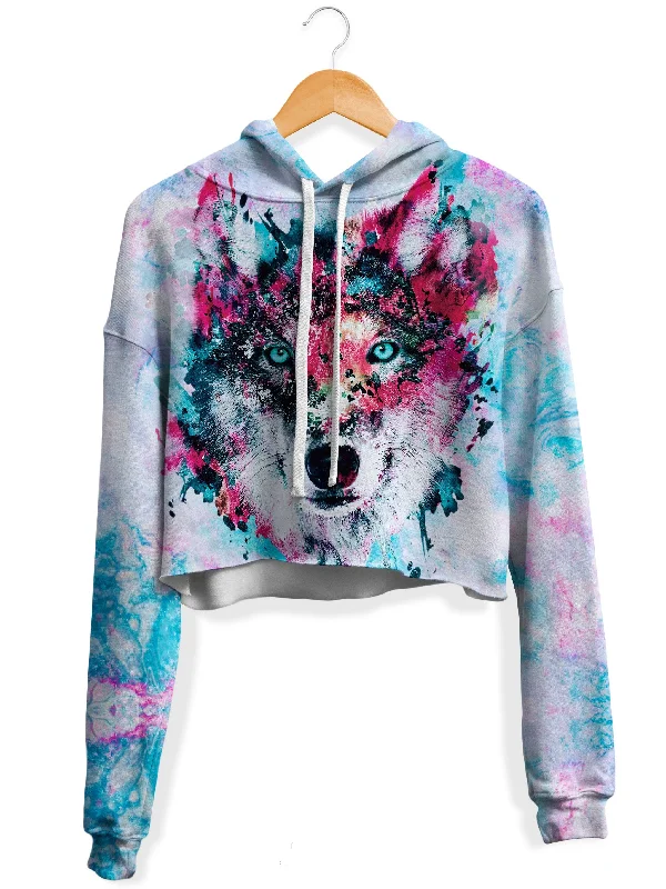Wolf Fleece Crop Hoodie Hoodie with Thumb Holes Functional Cozy
