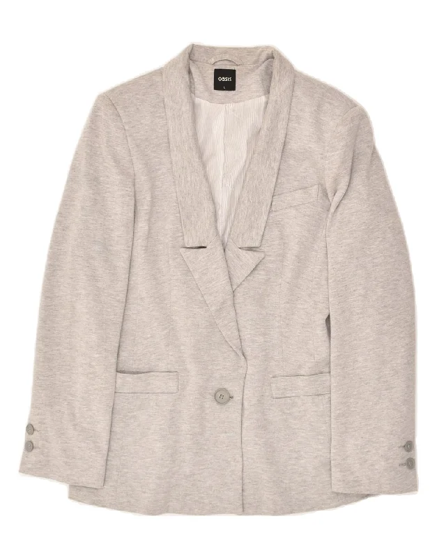 OASIS Womens 1 Button Blazer Jacket UK 16 Large Grey Polyester Snapped Jacket Toggled Jacket Drawstring Jacket