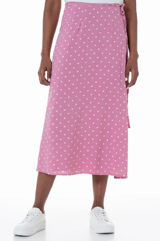 Midi Wrap Skirt _ 152030 _ Mauve denim skirt trendy