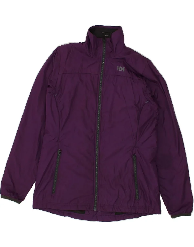 HELLY HANSEN Womens Rain Jacket UK 14 Medium Purple Polyester Herringbone Jacket Checkered Jacket Solid Jacket