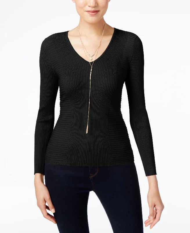 INC International Concepts Petite Ribbed Sweater Hooded Caped Shawl Collar