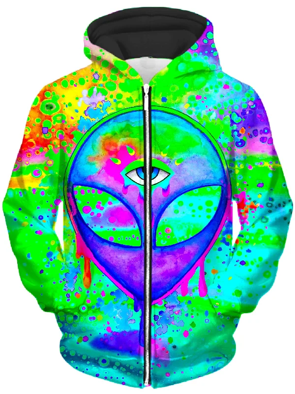 Alien Melt Purple Unisex Zip-Up Hoodie Hoodie with Button Placket Classic Preppy
