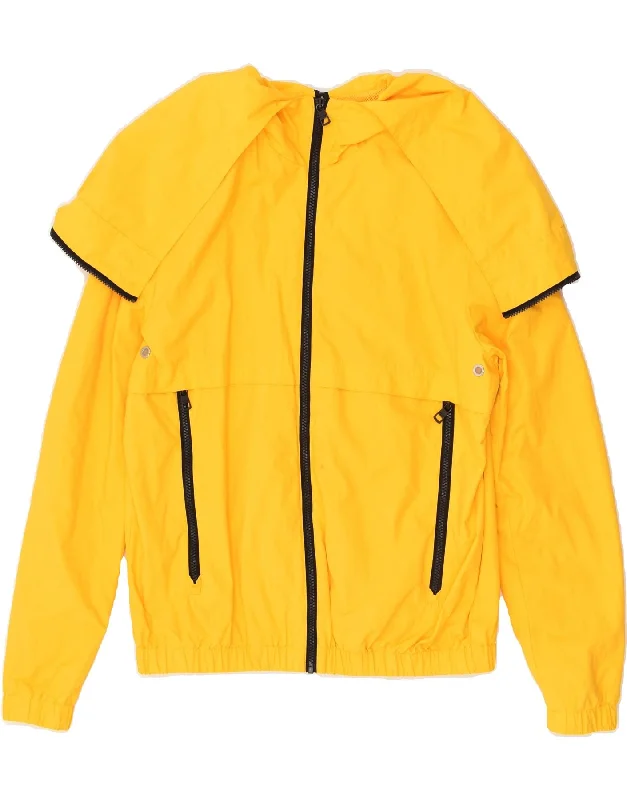 CALVIN KLEIN Womens Loose Fit Rain Jacket UK 14 Medium Yellow Polyamide Striped Jacket Polka Dot Jacket Floral Jacket