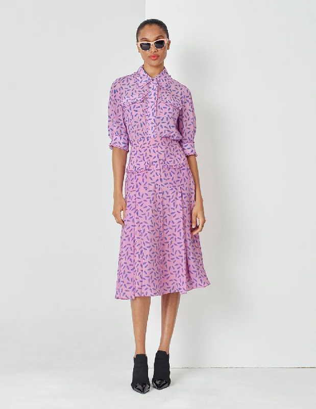MARYLING Dreamy Pink Ruffle Side Printed Skirt wrap skirt elegant