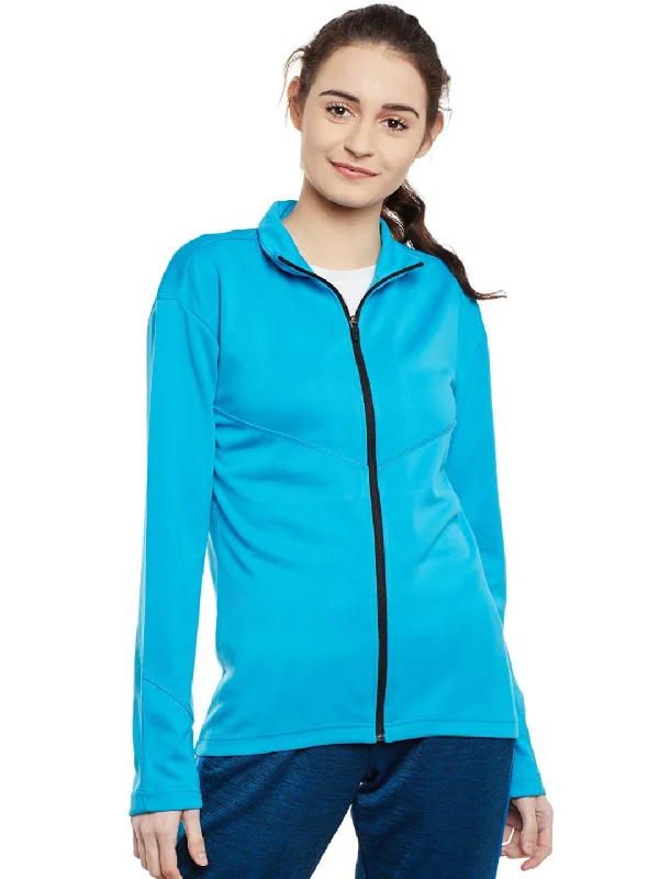 Alcis Women Blue Solid Open Front Jacket 516WJK386 Zip Front Button Front Snap Front
