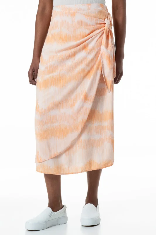 Mock Wrap Sarong Skirt _ 152027 _ Peach leather skirt refined