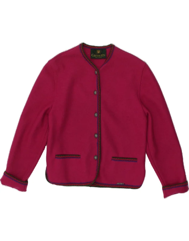 GIESSWEIN Womens 5 Button Blazer Jacket UK 14 Medium Pink Wool Chenille Jacket Brocade Jacket Lace Jacket
