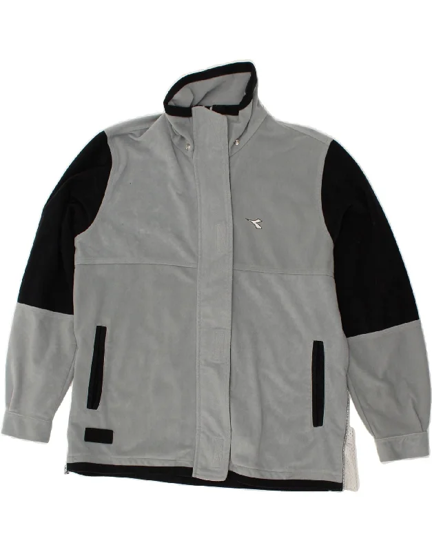DIADORA Womens Fleece Jacket UK 18 XL Grey Colourblock Polyester Striped Jacket Polka Dot Jacket Floral Jacket