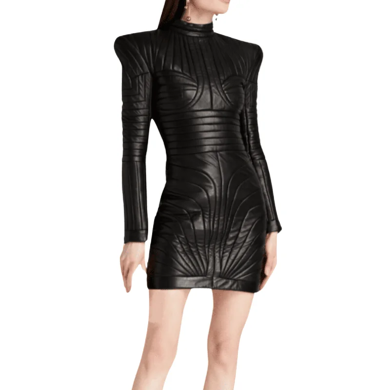 Black Leather Dress for Women Tunics Business professional