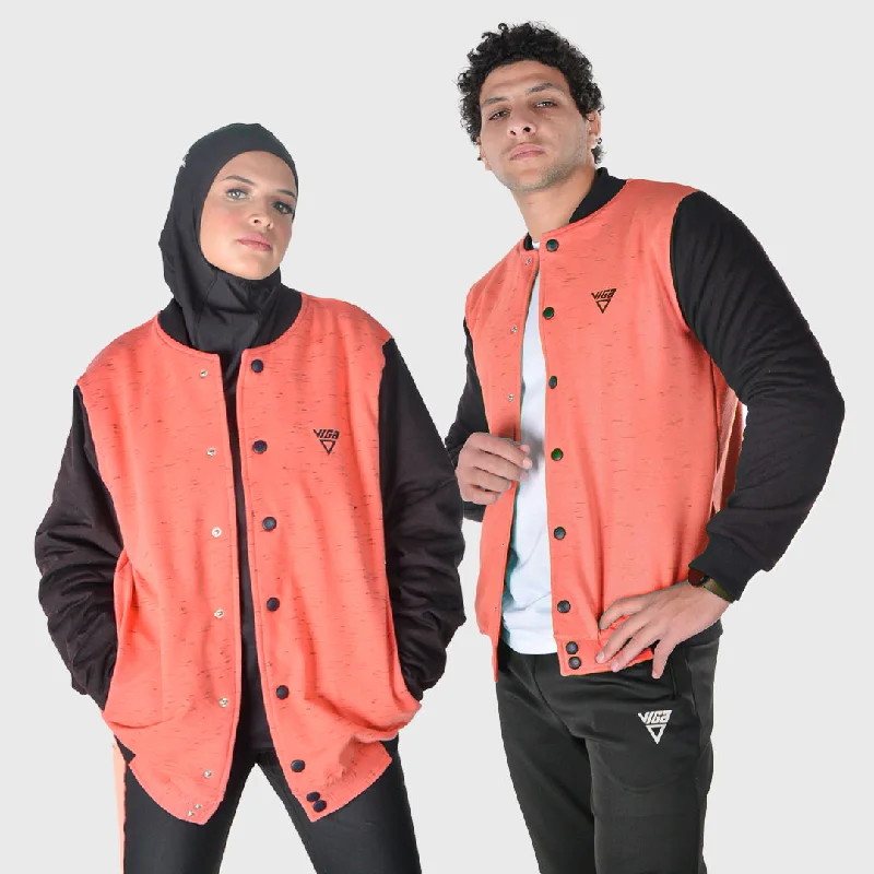 "No quitters just champs" Baseball Jacket- Orange Fleece Jacket Down Jacket Feather Jacket
