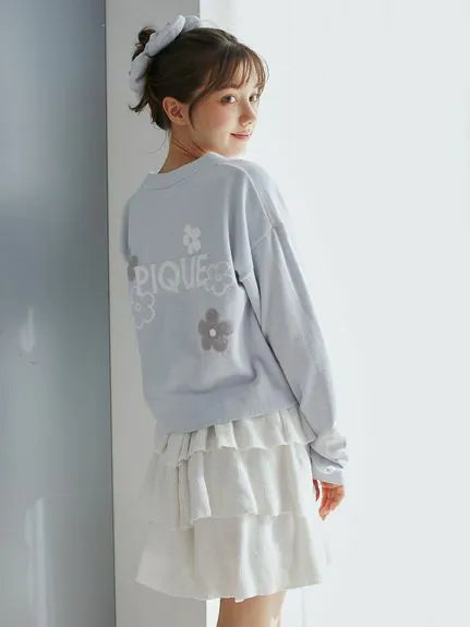Airy Moco Tiered Mini Skirt wool skirt sturdy