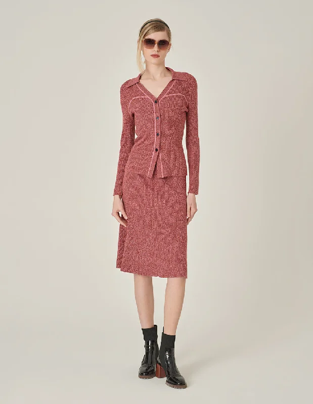 MARYLING Fishtail Wool Fitted Knee-Length Knitted Skirt patchwork skirt art