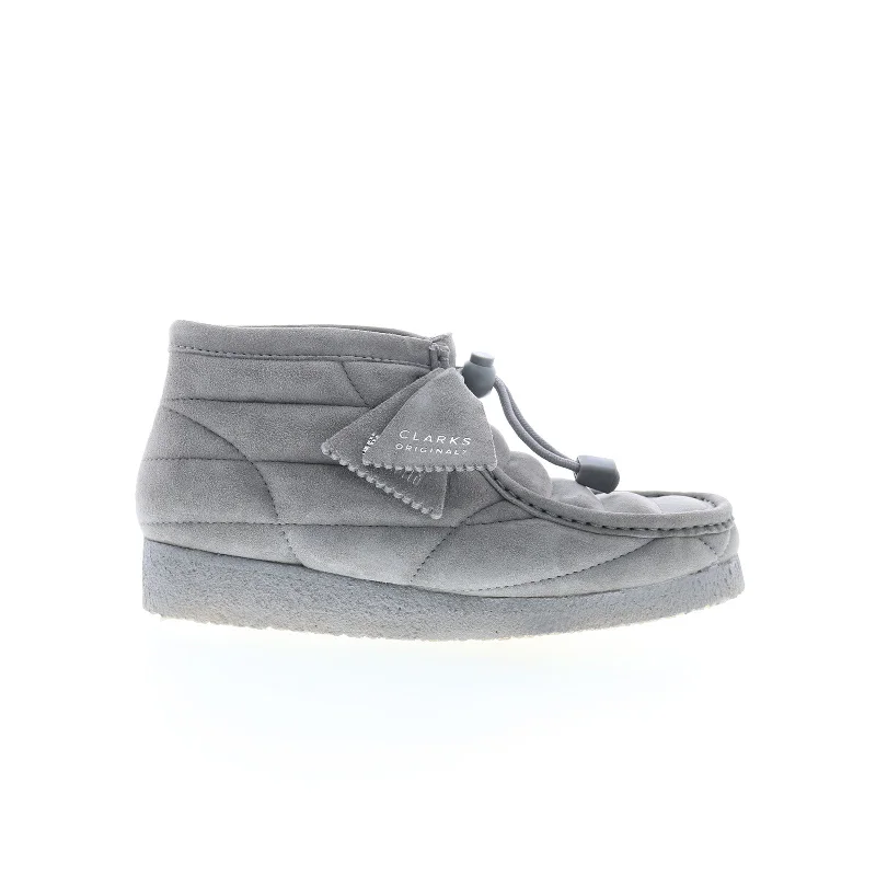 Clarks Wallabee Boot 26173231 Womens Gray Suede Slip On Casual Dress Boots Square Neckline Feminine
