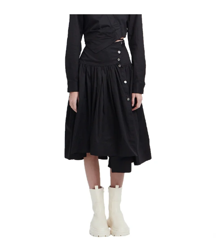 Flare Hem Skirt With Strap button skirt front