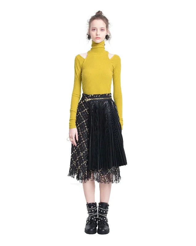 Panelled Pleated Tweed Skirt tiered skirt playful