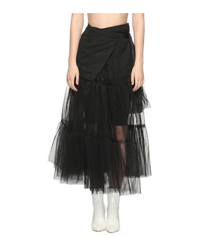 Mesh Patch Pleat Skirt patchwork skirt art