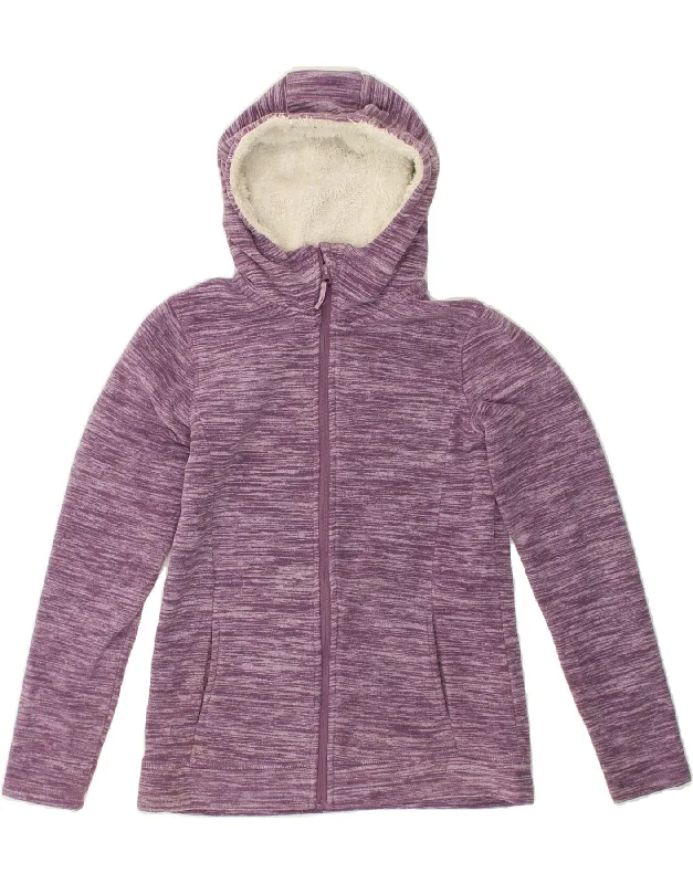 MOUNTAIN WAREHOUSE Womens Hooded Fleece Jacket UK 8 Small Purple Flecked Fitted Jacket Loose Jacket Oversized Jacket