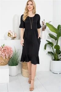 Black Ruffle Ebony Dress Tunics Chic elegant