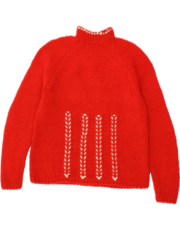 VINTAGE Womens Turtle Neck Jumper Sweater UK 14 Large Red Turtle Neck Boat Neck Asymmetrical Neck