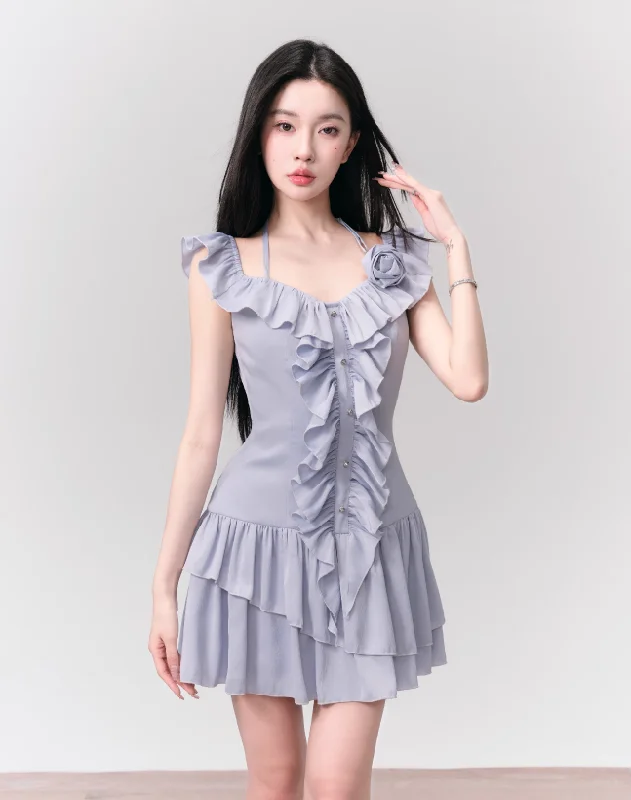 Romantic Ruffle Seaside Vacation Dress FRA0135 Tunics Sale discount