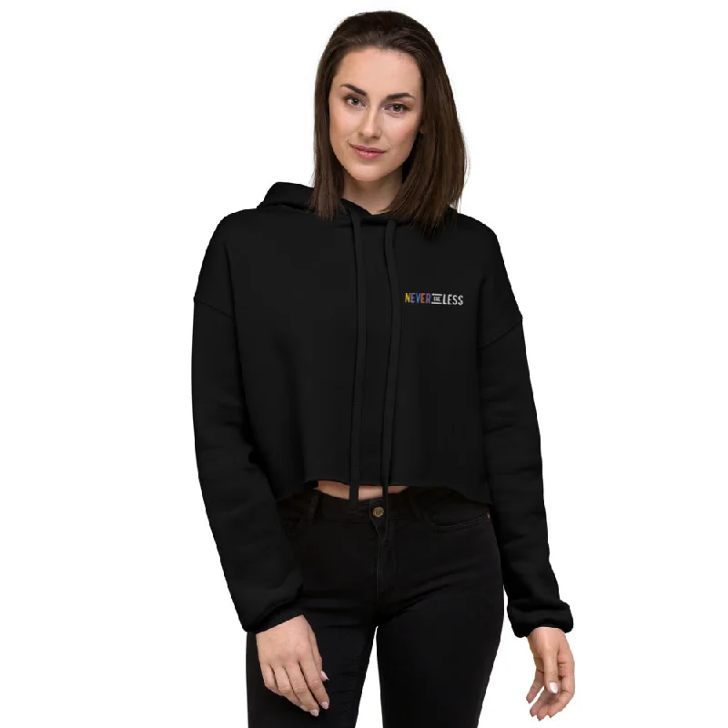 Never The Less — Crop Hoodie (Embroidered) Hoodie with Tie-Dye Psychedelic Retro