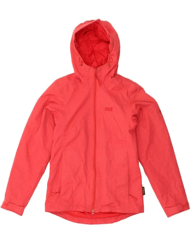 JACK WOLFSKIN Womens Hooded Windbreaker Jacket UK 6 XS  Pink Polyester Tiered Jacket Buttoned Jacket Zippered Jacket