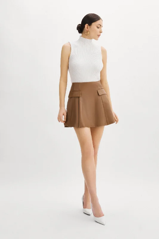 RHONDA | Leather Pleated Mini Skirt cashmere skirt soft