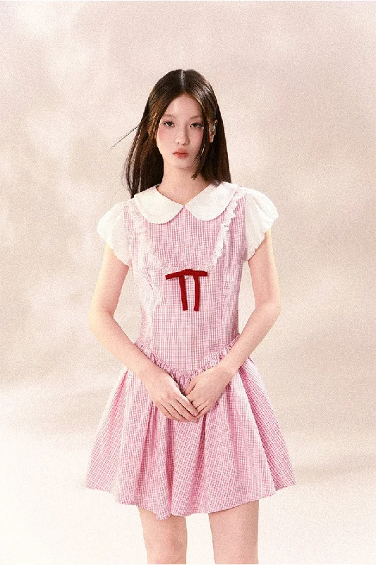 Doll Collar Plaid Princess Dress TIP0004 Tunics Cozy soft