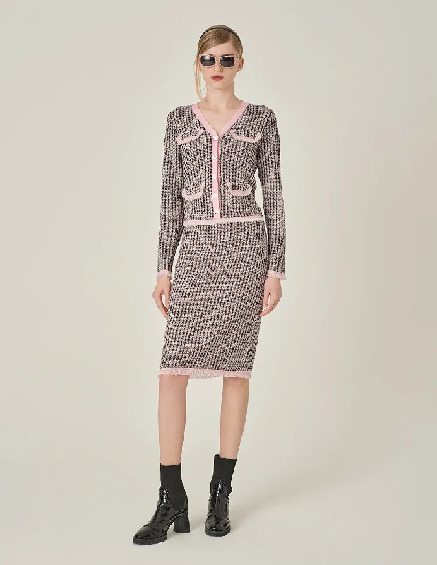MARYLING Houndstooth Straight-Leg Knee-Length Wool Knitted Skirt vintage skirt charm