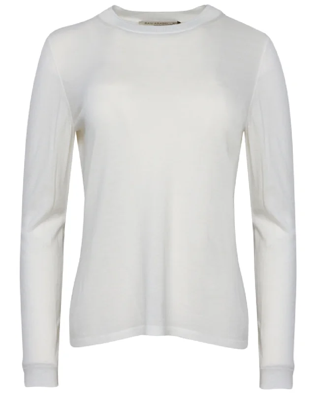 Ivory Superfine Crewneck Sweater Spandex Blend Rayon Blend Denim Blend