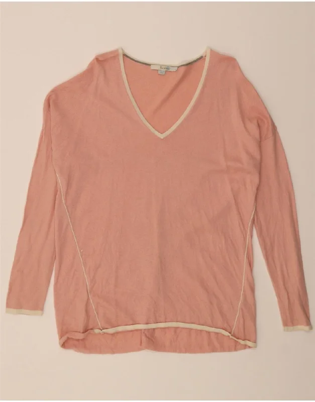 BODEN Womens V-Neck Jumper Sweater UK 16 Large Pink Wool Anti-Pilling Anti-Shrink Durable